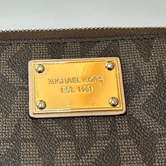 Michael Kors Monogram Zip Around Wallet Womens Black/Brown Leather - Like New - Picture 6 of 15